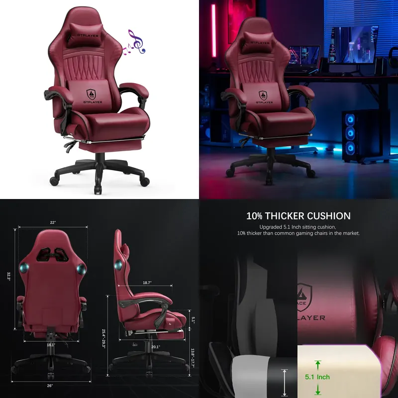 Ergonomic Office Chair - كرسي ألعاب GTPLAYER مزود بمكبرات صوت،